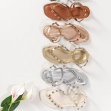 Women's Flat Sandal Asa Delta Metallic Comfortable Gold Medals Buckle Thin Straps Elegant Spring - Trắng - Xem 2