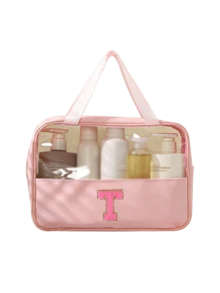 1 túi đựng đồ vệ sinh cá nhân đa năng bằng PVC, túi đựng mỹ phẩm PVC trong suốt, túi trang điểm dung tích lớn, túi trang điểm tự thiết kế chữ cái, túi đựng đồ du lịch chống thấm nước, túi đựng mỹ phẩm du lịch tối giản với nhãn dán chữ cái, thích hợp đựng mỹ phẩm, nước hoa, đi biển, trường học, phòng tắm, lễ hội, Ngày của Mẹ, Giáng sinh, món quà tuyệt vời cho mẹ, gia đình, bạn bè, túi đựng đồ vệ sinh cá nhân du lịch unisex, túi trang điểm phòng tắm. - Nhiều màu - Xem 20