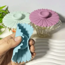 1/3 PiecesSunflower Silicone Cup Lids, Multi-Functional Silicone Lid Set For Tea And Coffee Cups