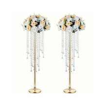 2pcs Acrylic Beaded Flower Stands, 29.5inch Tall Electroplated Flower Stands, Wedding Aisle Decorations, Home Decor, Party Decor Gifts Birthday Graduation Vase Room Decor Flower Vase Glass Vase