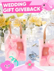 6 Sets Bridal Shower Prizes For Winners - Wedding Shower Favors Gift Set Includes Headband, Hair Brush, Compact Mirror, Bath Sponges, Powder Puff, Hair Tie Claw, Makeup Brushes With Gift Bag - Blue Or Pink - 粉色 - 查看 5
