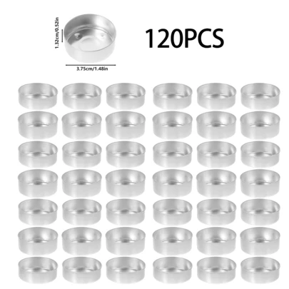 60/120pcs Aluminum Candle Holders - Polished Metal Candle Cups With Round Trays, Suitable For Christmas, Candle Stands, Home Decor - Durable Tabletop Decorations For Kitchen, Dining Room, Holiday Celebrations