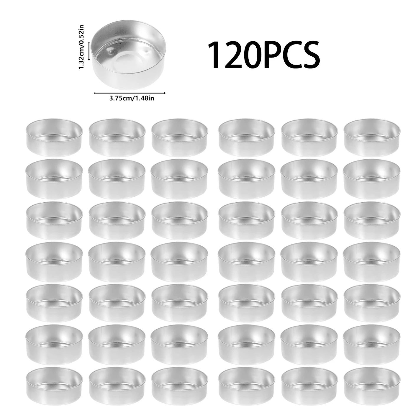 60/120个铝制烛台 - 抛光金属烛杯配圆形托盘，适用于圣诞节、烛台、家居装饰 - 耐用的桌面装饰品，适用于厨房、餐厅、节日庆典 - 彩色 - 查看 1