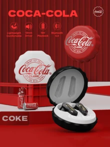Coca Cola Coca-Cola Wireless Earbuds, Bottle Cap Shaped, Wireless Stereo Earphones, Mini Earbuds, Comfortable Headphones, Earphone Design, Active Noise Cancelling, Gift For Lover, Christmas/New Year/Special Occasion Gift - Multicolor - View 2
