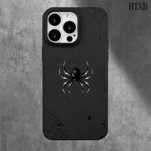 Fundas y protectores para teléfono con diseño de araña negra y orificios grandes. Compatibles con phone 16 Pro Max, 16, 15 Pro, 14, 14 Plus/14 Pro Max, 13, 13 Pro, 12 Pro, 11/11 Pro. Regalos para cumpleaños y festividades - Blanco - Ver 2