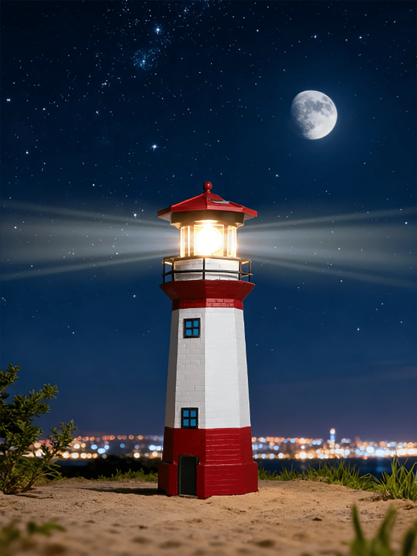 1pcs/2pcs Outdoor Garden Solar-Powered Red Lighthouse, Ocean-Themed Floor-Standing ABS Resin Simulated Lighthouse Statue, 180° Rotating Lamp, Waterproof IP44 Creative Landscape Decorative Lamp, Micro-Landscape Interactive Tracking Lamp, Suitable For Garden, Courtyard, Front Porch, Lawn, Back Garden Decoration, Outdoor Solar-Powered Garden Decorative Lamp (400mah) - Đỏ - Xem 1