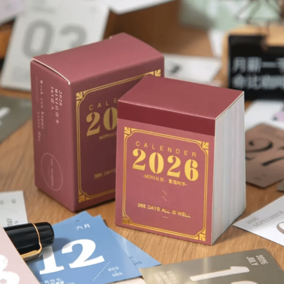 1 قطعة تقويم صغير بسيط لعام 2026، دفتر مخطط الوقت، تقويم قابل للتمزيق 365 يوم