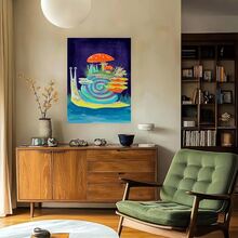 Framed 2D Canvas Modern Wall Art 1pc  Canvas Art Print - Whimsical Snail & Mushroom Design With Vibrant Colors, Durable Polystyrene Frame, Perfect For Living Room, Office, Or Dining Room Wall Decor, Indoor Wall Art|Vibrant Wall Decor|Colorful Artwork, Mushroom Decor - Đóng khung (Framed) - Xem 2