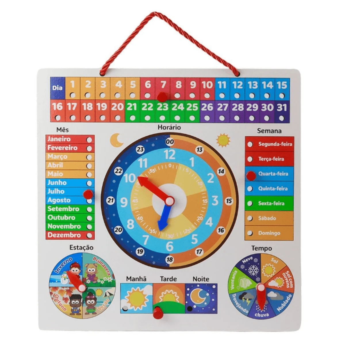 Brinquedo Educativo Calendário Didático De Rotina Criança - Multicolorido - Visão 1
