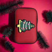 1 pièce Pochette de rangement style fermeture éclair de Noël, pour câbles, pièces de monnaie, clés, rouge à lèvres, sac de rangement multifonction, cadeau pour les amis