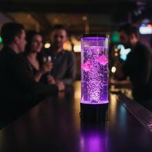 QUIGO Bubble Fish Lamp Aquarium Fish Tank Light Mood Light Cool Gift Color-Changing 3 Floating Fake Fish Aesthetic Home Office End Table Decor Gaming Room Auto Color Change - C-黑色 - 查看 8