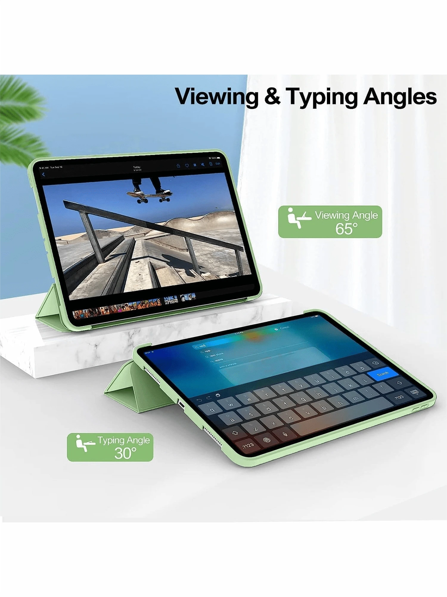 三折保护套,兼容荣耀平板 X8A/X9 11英寸/平板9 12.1英寸/Matepad SE 11 2024,兼容 iPad/MatePad/荣耀平板/小米平板/GalaxyTab/Tab - 薄荷綠 - 查看 1