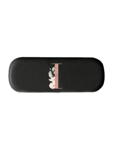 Printed With Flowers And Letters A-Z Elegant Personalized Black Glasses Case For Men & Women - Hard Shell Eyeglass Protector With Wear-Resistant Soft Lining, Suitable For Prescriptions Eyeglasses And Various Eyeglasses Accessories For Women- Portable Myopia & Glasses Organizer For Travel & Daily Use,Birthday Party Gifts(Except U Q X)