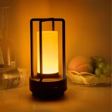 QUIGO Lantern Table Lamp Cordless, LED Night Light Portable Battery Operated Lights Rechargeable Desk Lamp 3 Colors Rechargeable Cordless Camping Bedroom Bar Wireless End Side Table Patio - 黑色 - 查看 11