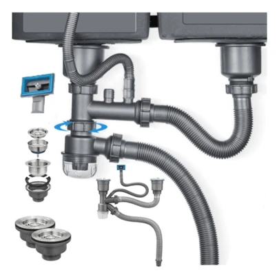 Cespol Desagüe Fregadero Cocina Baño Tubo Doble Flexible