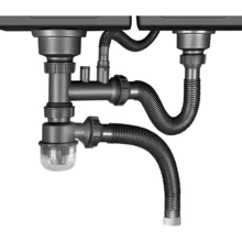 Cespol Desagüe Fregadero Cocina Baño Tubo Doble Flexible - Gris - Ver 2