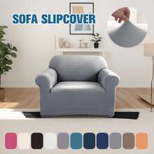 Ensemble de housses élastiques pour canapé, housses de meubles en spandex pour canapé, causeuse, fauteuil, anti-froissage, protecteur de meubles (gris clair, lait) Housse de canapé super extensible - Housse de canapé en spandex douce et antidérapante