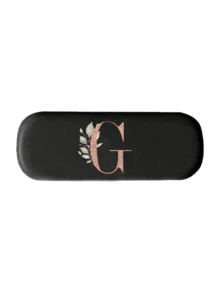 Printed With Flowers And Letters A-Z Elegant Personalized Black Glasses Case For Men & Women - Hard Shell Eyeglass Protector With Wear-Resistant Soft Lining, Suitable For Prescriptions Eyeglasses And Various Eyeglasses Accessories For Women- Portable Myopia & Glasses Organizer For Travel & Daily Use,Birthday Party Gifts(Except U Q X)