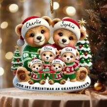 Personalized Elephant Family Christmas Decorations, Customized Bear Christmas Decorations, Gifts For Family Members For Christmas, Customized Family Name Decorations,Elegant Living,Artful Living - Bear - View 5