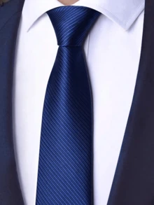 1pc Men's Knot Free Zipper Style Black Diagonal Tie Suitable For Business, Versatile, Daily Wear Men Necktie - Multicolor - View 16