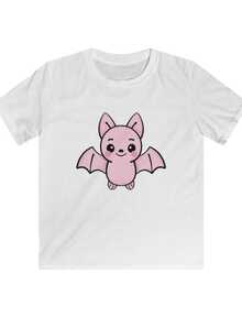 Cute Bat Kids Tee, Adorable Bat Shirt For Halloween, Kids Casual Wear, Gift For Bat Lovers, Cute Kaw - White - View 1