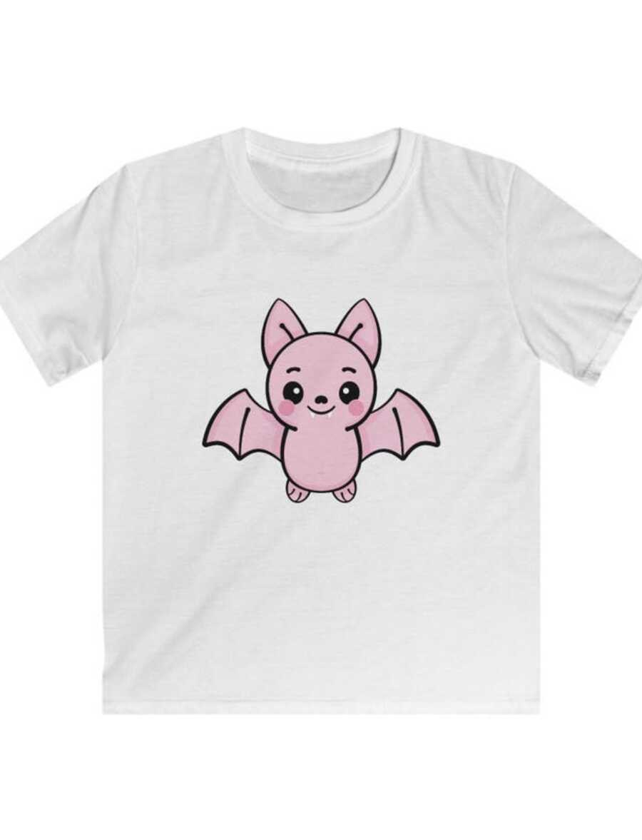 Cute Bat Kids Tee, Adorable Bat Shirt For Halloween, Kids Casual Wear, Gift For Bat Lovers, Cute Kaw - White - View 1