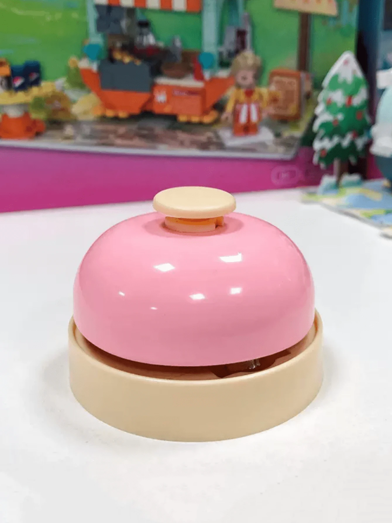 1pc Metal Buzzer Button, Calling Bell Buzzer Suitable For Front Desk Serving Bell, Pet Puzzle Button - Pink - View 1