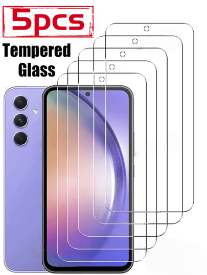 5pcs Glass Screen Protector Compatible Mobile Phone Film, Suitable For Compatible With Samsung Galaxy A24/Galaxy A07/Galaxy A26/Galaxy A7/Galaxy A06/Galaxy M55/Galaxy A05/Galaxy F15/Galaxy S10 /Galaxy M53/Galaxy M33 High Definition, Bubble Free, Scratch Resistant, Screen Protector, Full Coverage Screen Glass Film And Other Types Of Screen Protectors Are Available To Protect The Screen.