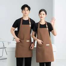 1pc Durable Waterproof Canvas Apron For Chef, Suitable For Restaurant, Hotel, Bakery, Salon, Nail Salon, Gardening, Household Cleaning, BBQ, Hairstylist
