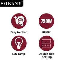 SOKANY 08060 Sandwich Maker, Household Breakfast Machine, 3-In-1 Bread Toaster, Grill And Omelette Maker, PFAS-Free Non-Stick Coating, Stainless Steel Electric Sandwich Maker, Suitable For French Toast, Grilled Cheese, Omelette And More, Compact And Easy To Store, Multi-Functional Home Heating, Grilling, Baking And Omelette Maker, Suitable For 2-3 People