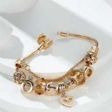 Exquisite Golden Bracelet DIY, Fashionable Love Bead Pendant Bracelet, Valentine's Day Gift Jewelry Accessory - 金色 - 查看 2