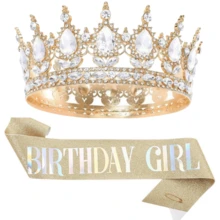 2pcs/Set Shiny Metallic Crown & Shoulder Strap Set, Regal Style, Suitable For Birthday Party, Bridal, Wedding, Christmas Party, Women Costume Headpiece, Hair Accessories, Coronas, Tiara