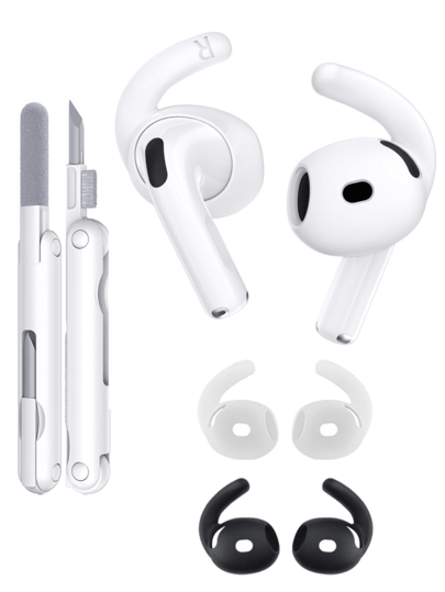 For AirPods 4 Ear Tips 1Paris Anti-Slip Sport Ear Hooks Soft Silicone Ear Grips Compatible With Apple 4 For Men Women With Cleaning Pen Kit