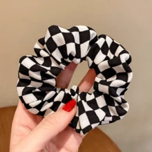 3 件优雅的黑白棋盘格图案女士发带，采用格子发带和优雅卷发的简单组合，洗脸、发饰、发带、发圈、运动、头饰 - 黑與白 - 查看 10