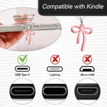 3pcs Cute Kindle Accessories Set, Including Dust Plug Pendant (Type-C/USB-C), Heart-Shaped Grip Stand, And Shiny Keychain With Hook, Suitable For Kindle Paperwhite 11th And 12th Generation - Multicolor - View 8