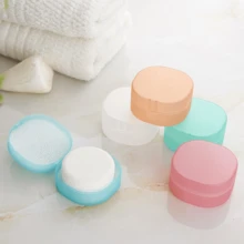 1个小型透明圆形塑料收纳盒 - 便携式化妆棉和清洁用品收纳盒，密封旅行设计，适用于收纳刷子、球、珠子等 - 耐用浴室和梳妆台收纳盒，卸妆用品收纳盒，表面光滑，透明收纳盒 - 彩色 - 查看 4