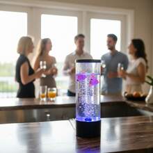 QUIGO Bubble Fish Lamp Aquarium Fish Tank Light Mood Light Cool Gift Color-Changing 3 Floating Fake Fish Aesthetic Home Office End Table Decor Gaming Room Auto Color Change - C-黑色 - 查看 6