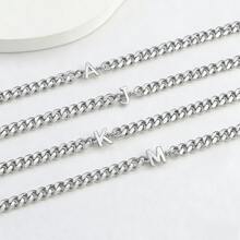 1 szt. Minimalistyczna, regulowana bransoletka z kubańskich ogniw z literami A-Z, odpowiednia dla mężczyzn i kobiet, modny dodatek do codziennego noszenia, na Boże Narodzenie, Nowy Rok, prezent na imprezę