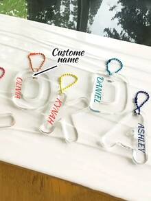 Personalized Keychain With Initial Letter, Various Color Crystal Name Tags, Backpack Initial Name Tags, Suitable For Christmas Gifts, Elegant And Unique Keychain With Pearl Chain Decoration