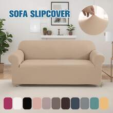 Ensemble de housses élastiques pour canapé, housses de meubles en spandex pour canapé, causeuse, fauteuil, anti-froissage, protecteur de meubles (gris clair, lait) Housse de canapé super extensible - Housse de canapé en spandex douce et antidérapante