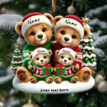Personalized Elephant Family Christmas Decorations, Customized Bear Christmas Decorations, Gifts For Family Members For Christmas, Customized Family Name Decorations,Elegant Living,Artful Living - Bear - View 9