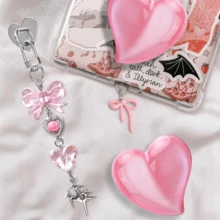 3pcs Cute Kindle Accessories Set, Including Dust Plug Pendant (Type-C/USB-C), Heart-Shaped Grip Stand, And Shiny Keychain With Hook, Suitable For Kindle Paperwhite 11th And 12th Generation - Multicolor - View 4