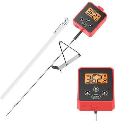 Digital Thermometer With Pot Clip,Alarm,10'' Probe,Rotatable Display,Programmable For Candy Making,Oil Cooking
