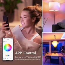 4pcs, Smart Bulbs, Smart Light Bulbs RGBCW LED Color Changing BuIbs Smart Home Devices With Dimmable Music Sync, Led Lights For Bedroom Wireless Light Bulbs With App Control, Suitable For Scenarios Such As Bedrooms And Living Rooms. - 查看 3