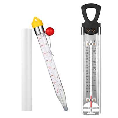 2Pcs Stainless Steel Thermometer, Pot Clip, Instant Read, Hanging Hook, For Oil/Candy/Fry/Jam/Sugar/Syrup/Jelly Cooking