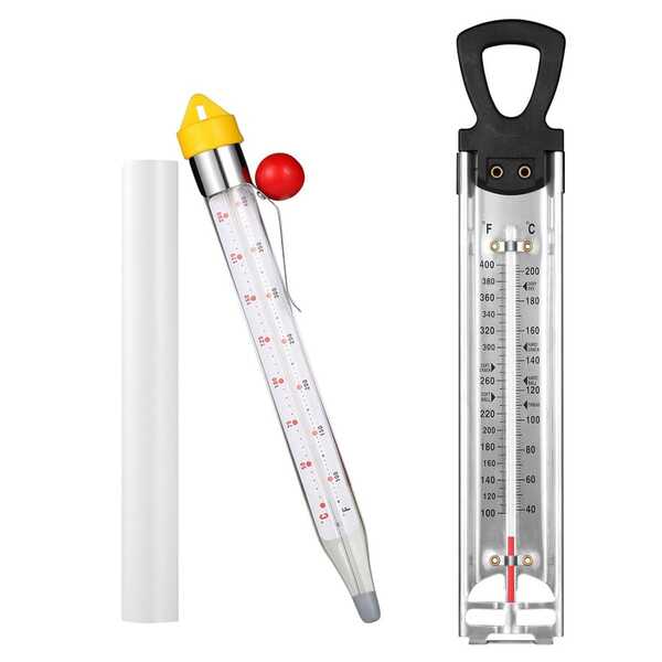 2Pcs Stainless Steel Thermometer, Pot Clip, Instant Read, Hanging Hook, For Oil/Candy/Fry/Jam/Sugar/Syrup/Jelly Cooking