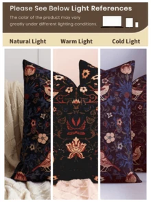 1 pieza/2 piezas Funda de almohada decorativa cuadrada, con patrón floral pastoril, adecuada para todas las estaciones, disponible en varios colores y tamaños, funda de almohada de tela jacquard multicolor de alta densidad, sin relleno de almohada, cierre con cremallera, aplicable para fiestas festivas, fundas de cojín de sofá, camas, salas de estar, oficinas, automóviles y como regalo. - pájaro negro - Ver 8