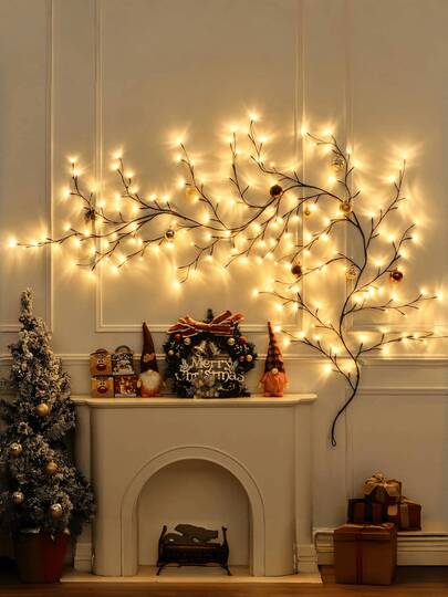 1条逼真树枝串灯，LED灯，圣诞装饰礼品，USB供电，按钮控制，8种模式，适用于圣诞树装饰、室内/室外装饰、客厅、卧室、墙面装饰、婚礼、派对氛围照明、情人节、生日和毕业礼物、圣诞节装饰、圣诞树饰品、感恩节婚礼生日装饰、室内/室外花园节日装饰、万圣节装饰、万圣节配件