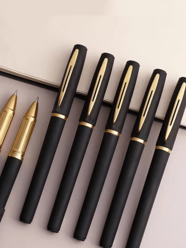 Conjunto de canetas de gel elegantes, pretas e douradas, 5/10/20 unidades, acabamento elegante em preto e dourado, adequado para escritório, escola e artigos de papelaria profissionais