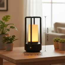 QUIGO Lantern Table Lamp Cordless, LED Night Light Portable Battery Operated Lights Rechargeable Desk Lamp 3 Colors Rechargeable Cordless Camping Bedroom Bar Wireless End Side Table Patio - 黑色 - 查看 2